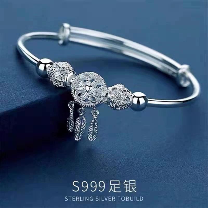 Accessory, women's bracelet, retro universal silver bracelet, silver 999 sample