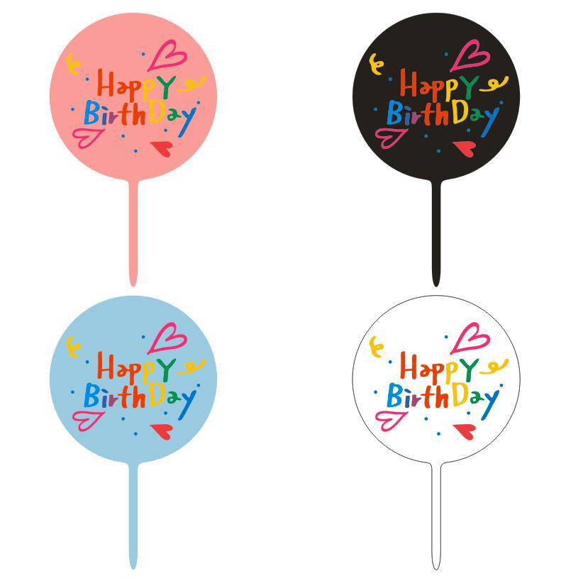 Colorido amor corazón feliz cumpleaños acrílico Feliz cumpleaños pastel plug-in tarjeta inserción postre decoración de la Mesa