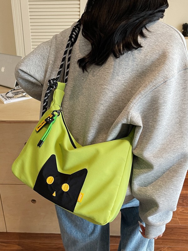 新しい日本のかわいい猫の高級トートバッグ、女性用、カジュアル、シンプル、軽量、通勤、ファッショナブルで多用途なクロスボディバッグ|undefined