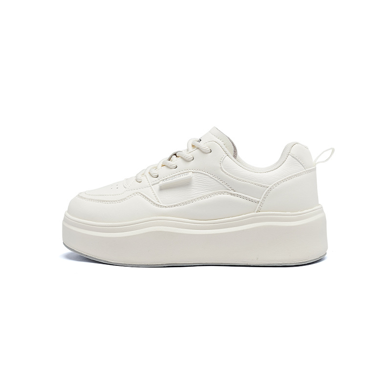 Augu Shi Deng zapatos blancos de suela gruesa para mujeres 2025 nuevos zapatos deportivos casuales planos de otoño para estudiantes de muffin skate