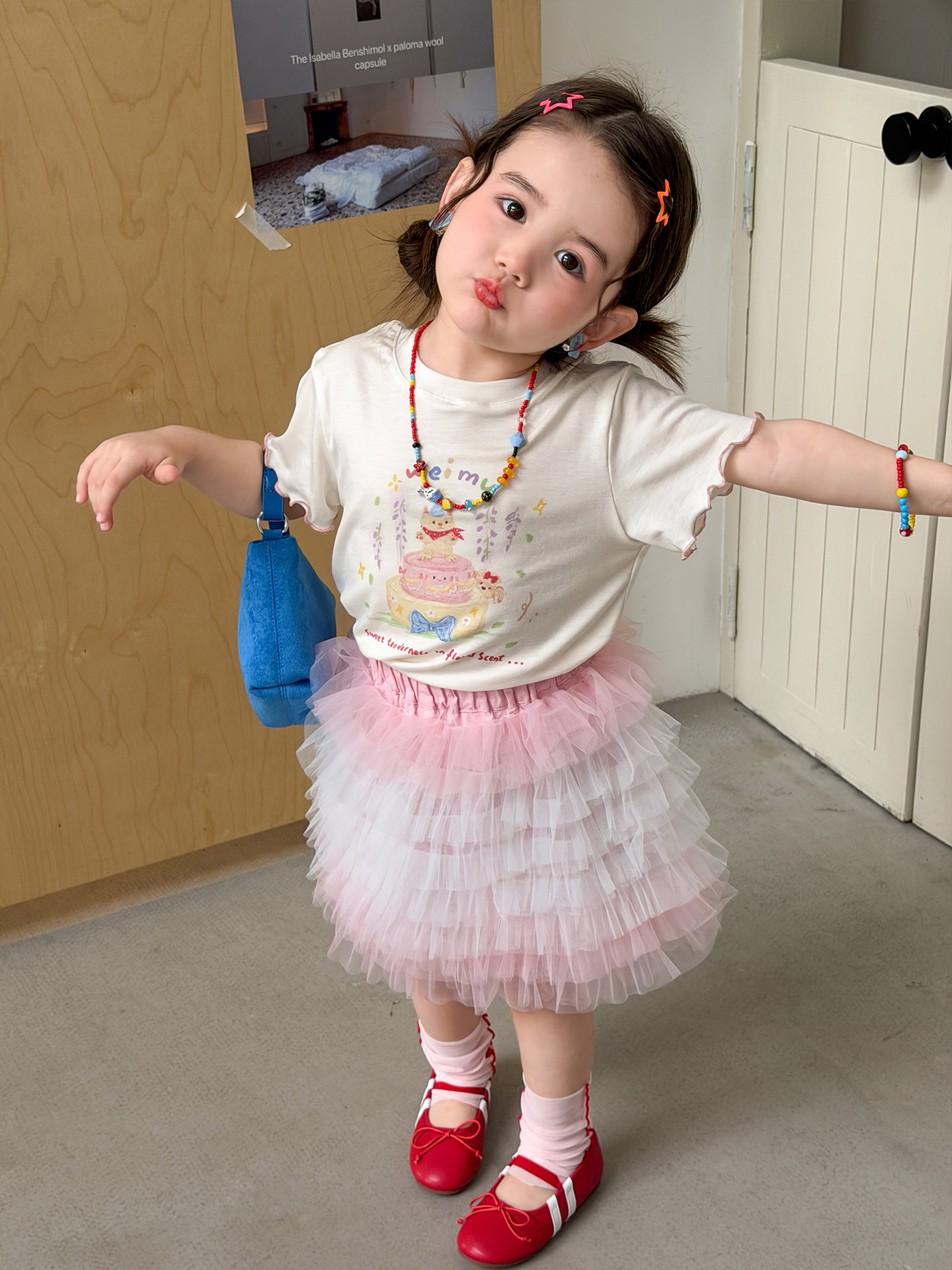 Caña de azúcar de pera ropa infantil de niñas de mitad de cuerpo de verano delgado 2026 falda de pastel falda de princesa falda de niños falda corta