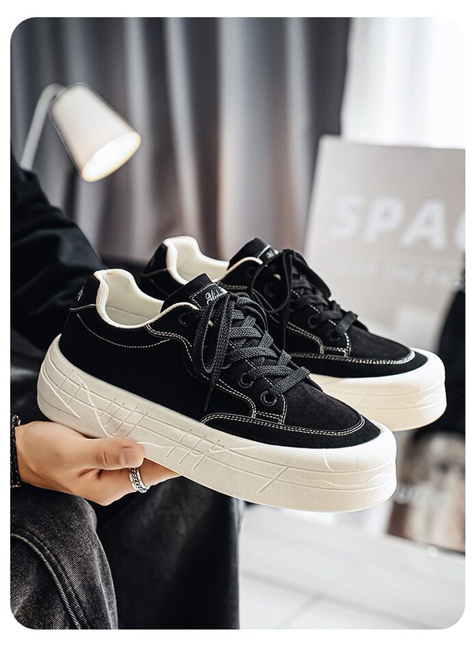 Giày sneaker nam cổ thấp đế dày tăng chiều cao, chống trượt, chống mài mòn, phong cách thể thao casual — AA 01m Hạnh nhân, AA 01m cà phê, AA 01m Đen chi tiết 23