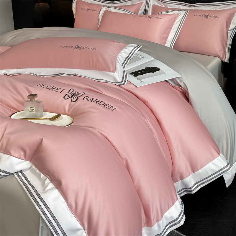 Simple ligero de lujo algodón puro cuatro piezas de sábanas de algodón ropa de cama textil doméstico cuatro estaciones tres piezas de conjunto general