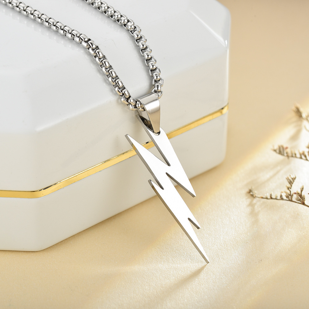 Necklace Classification Casual Hip-Hop Lightning Stainless Steel Plating Men's Necklace Men Pendant Necklaces