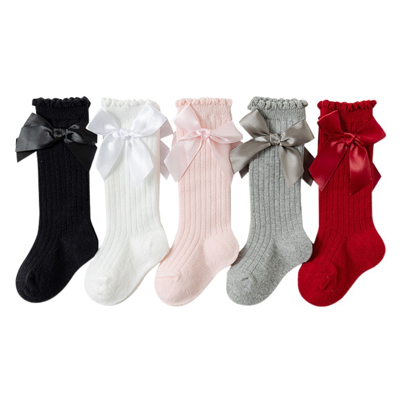Calcetines DE LOS NIÑOS primavera y otoño medias bebé calcetines princesa estilo coreano arco niñas algodón calcetines de becerro