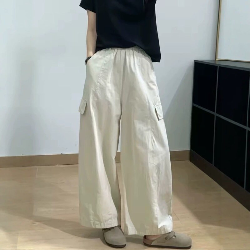 Titanium Cotton Cropped Work Pants for Women 2026 Summer High-Waisted Slimming Wide-Leg Pants Thin Loose Pocketed Plus-Size Casual Pants Titanium Cotton Cropped Work Pants for Women 2026 Summer High-Waisted Slimming Wide-Leg Pants Thin Loose Pocketed Plus-Size Casual Pants