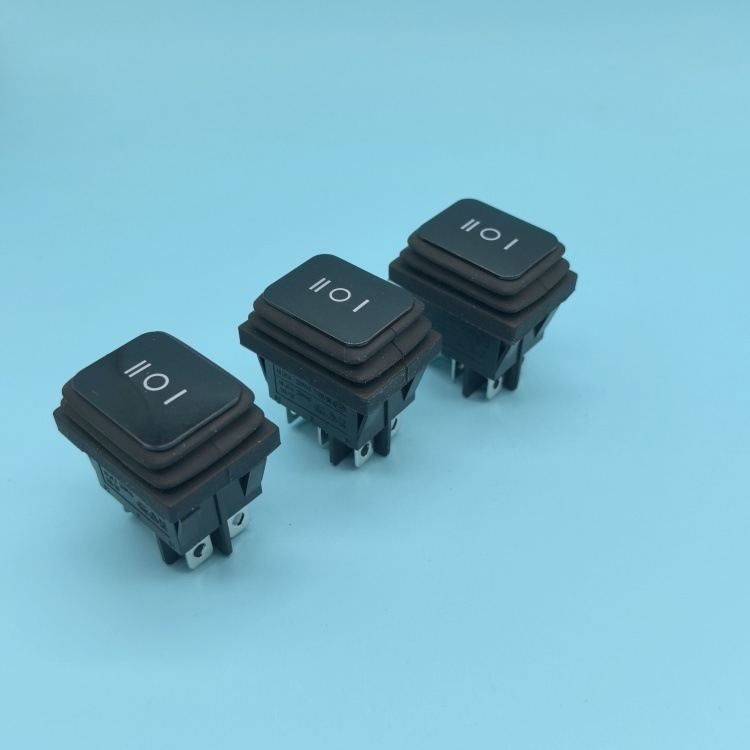 RS606BK 六脚三档 船形  船型 一体防水 翘板开关 16A 电热锅按钮