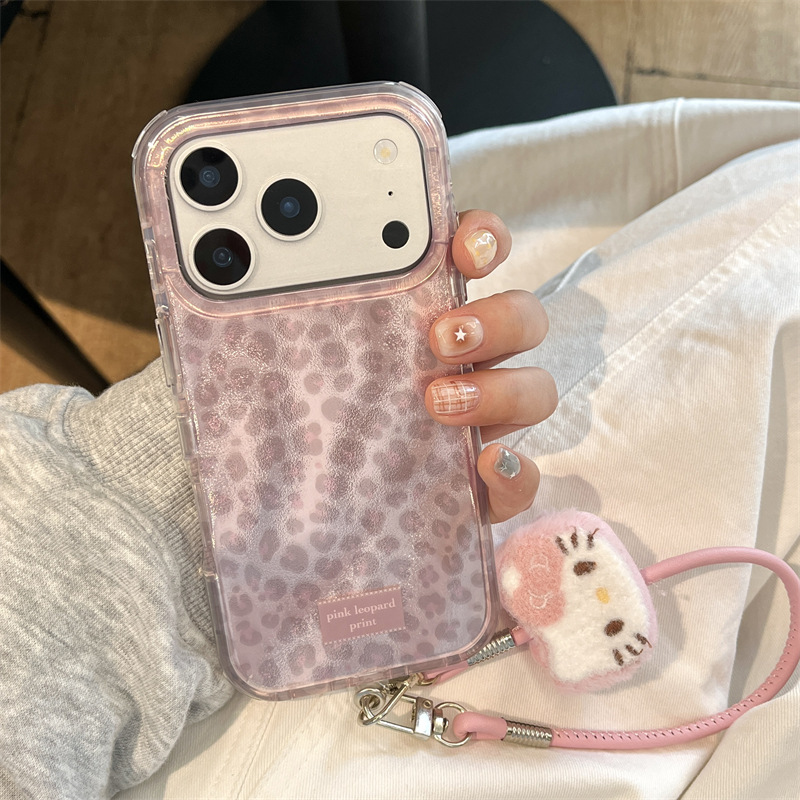 Korean-Style Gentle Pink Leopard Print Suitable for iPhone 18 Pro Max, Apple 17 Double-Layer 16 Phone Case, 15 Girly Style Korean-Style Gentle Pink Leopard Print Suitable for iPhone 18 Pro Max, Apple 17 Double-Layer 16 Phone Case, 15 Girly Style