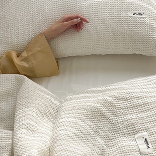 Waffle Four-Piece Set Pure Cotton Cotton Bed Sheet Quilt Cover Nordic Style ins White High-Grade Bedding for Autumn and Winter