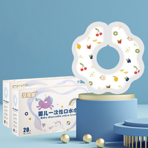 Disposable spit wipes for infants and young children Non-woven cartoon children's bibs Anti-vomiting round disposable bibs