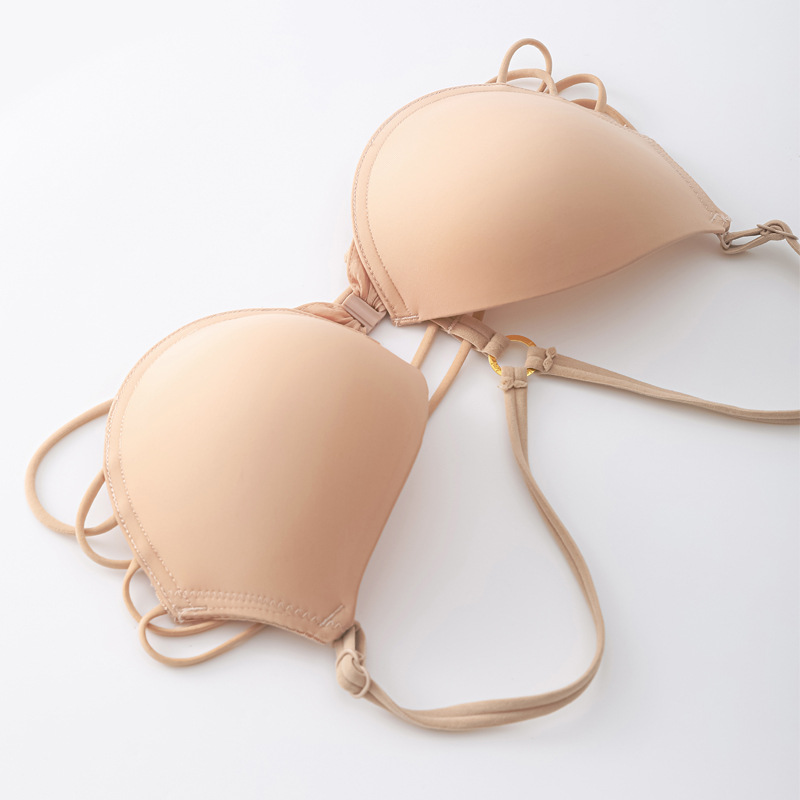 Verano ropa interior de espalda abierta lisa sin marcas sujetador de botón frontal sexy pecho pequeño sujetador de comercio exterior del sudeste asiático spot