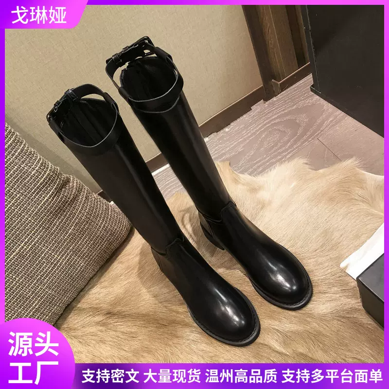 标准筒厚底长筒靴女ins不过膝2025款高筒骑士靴长靴女真皮英伦风