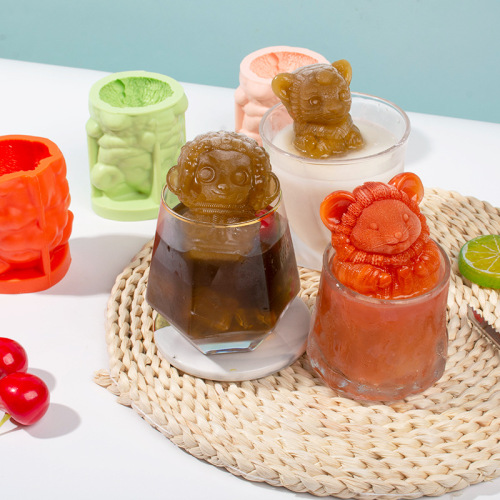 Three Trust 12 Zodiac Cultural and Creative Silicone Mold DIY Cartoon Jade Rabbit Popsicle Ice Cream Mousse Cake Mold