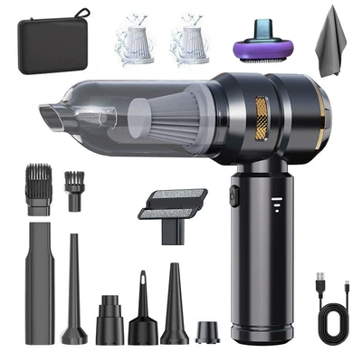 with Three Power Settings and Strong Suction, Tozsoranlar - 121-brushless-three-speed-adjustment-6000-mah-2-filters-storage-bag-towel-pet-brush-black-gold