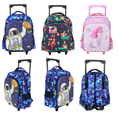 kindergarten fixed Draw bar box capacity light Two new pattern pull rod schoolbag Cool Integrated Backpack