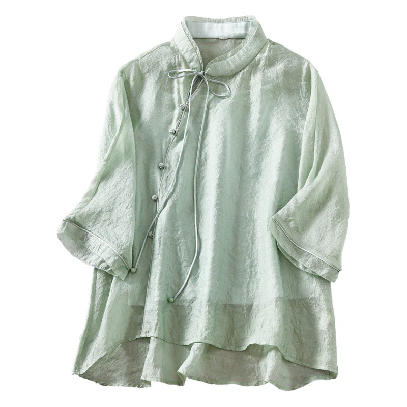 2023 Qing Shu Zhai Новый женский топ Zen Tea Костюм Улучшенный костюм Тан Новый китайский стиль Национальный стиль Элегантный костюм Практический костюм