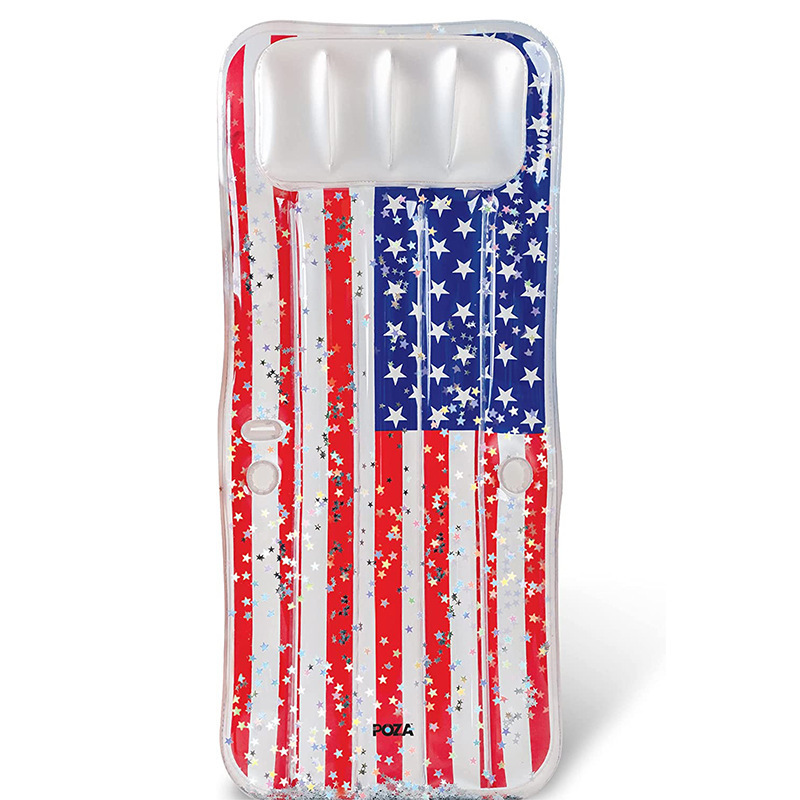 帮手主图-充气国旗浮排成人靠背游泳圈网纱吊床布套躺椅遮阳枫叶