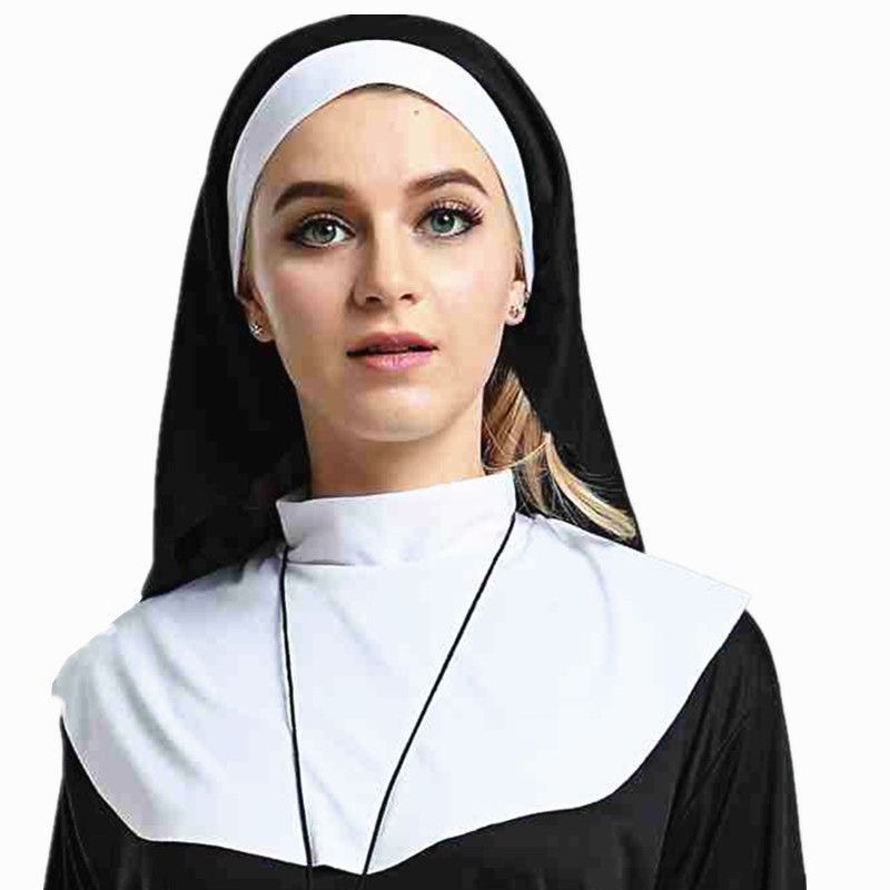 Hombro de monja de Halloween Disfraz de drama COS Niños monja Virgen María Performance Ropa de monja turbante