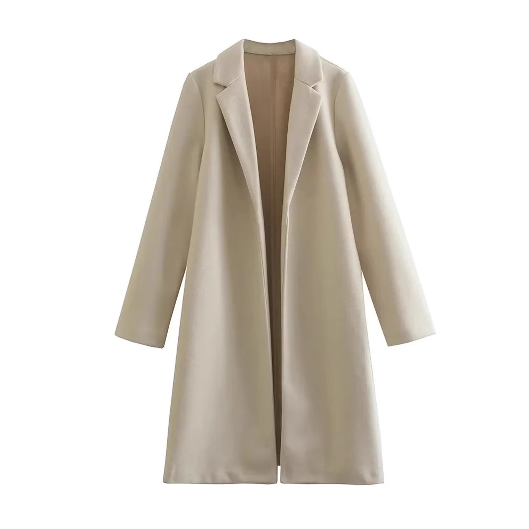 Abrigo de Lana Casual para Mujer Sin Botones Manga Larga para Invierno