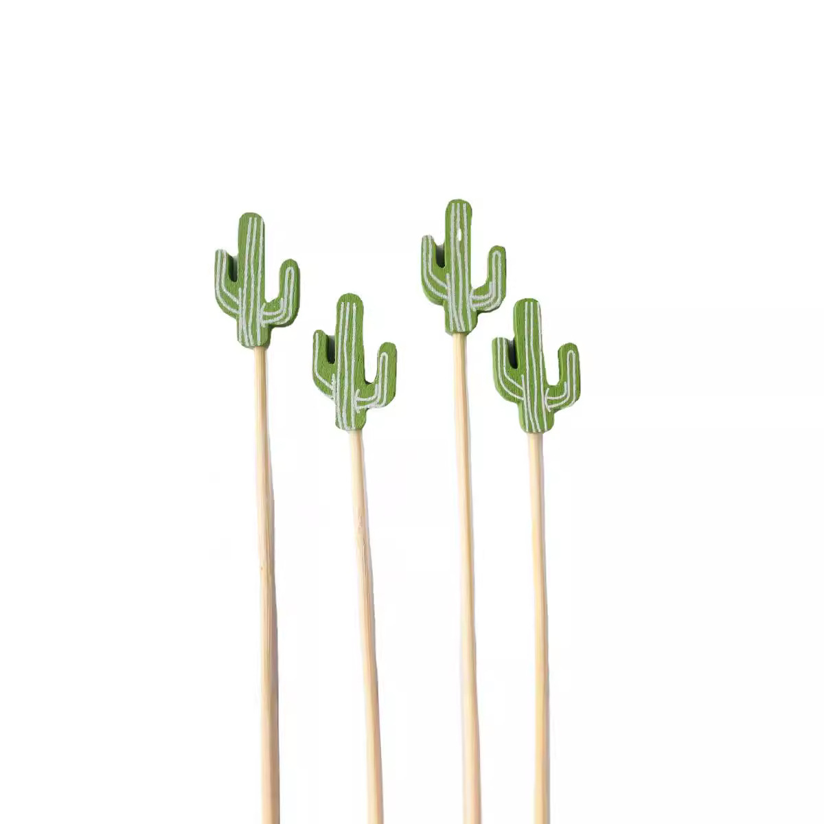 Fábrica al por mayor solo 100 unids/pack tres tenedor Tenedor de fruta de cactus lindo hamburguesa tenedor fruta enchufe del hogar palo de fruta