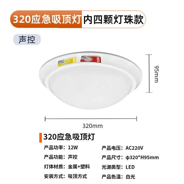 Four lamp beads in φ320 [12W voice control + emergency]