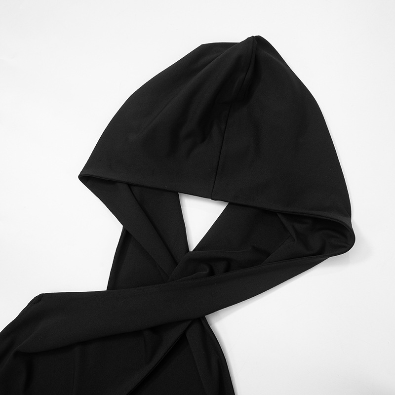 Black Backless Hooded Jumpsuit Women Clothing Sexy Design