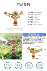Alloy Swing Arm Sprinkler Double Spray Lawn Irrigation Watering Tap 360 Degree Rotation Garden Sprinkler 6 Inch DN20 