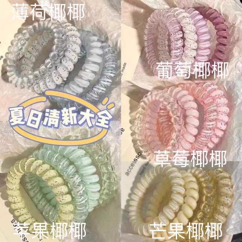 Korean Style Girl high quality Grape Coconut Wave Dot Phone Coil Summer Fresh All-match Simple Elegant Head Rope