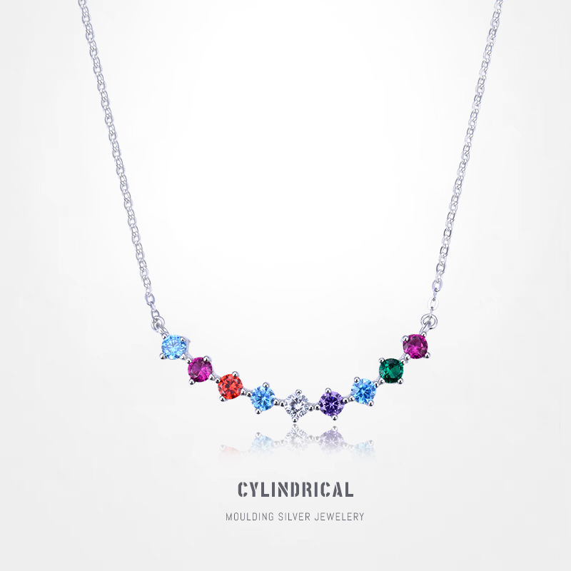 S925 collar de plata sonrisa de collar de plata para mujeres europeas y americanas colgante creativo de moda clavícula joyería de plata para mujeres