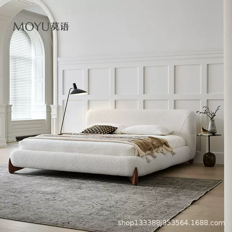 Moyu/Pandora Fabric Bed Modern Minimalist Cream Style Master Bedroom Double Bed Home Use Soft Upholstered Large Bed