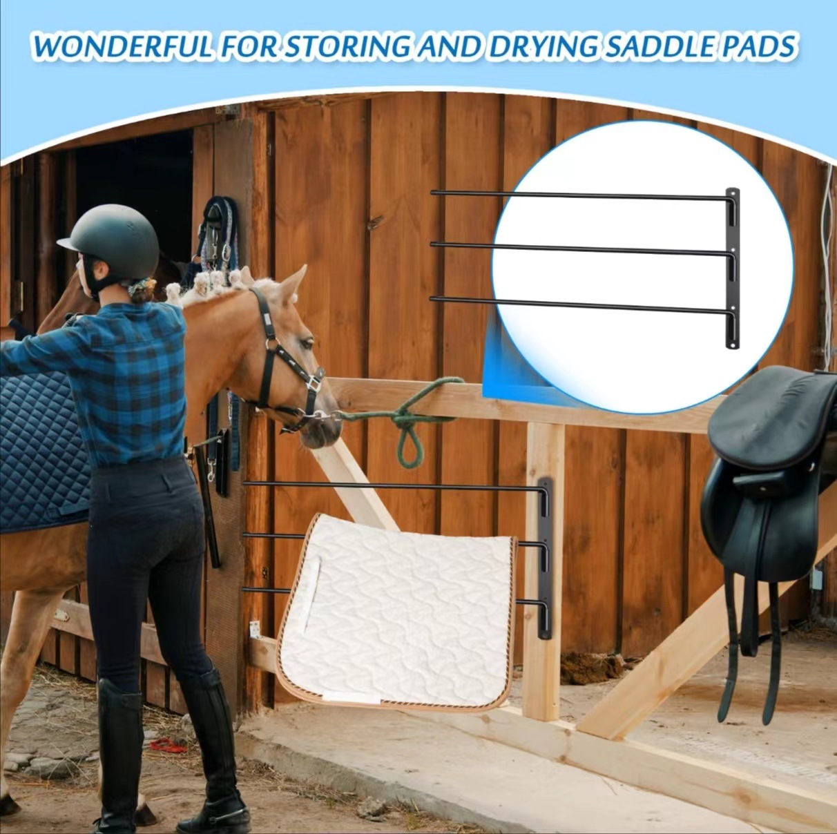 Cross-border exclusive for Amazon Temu saddle blanket rack saddle pad rack saddle rack 180 degree swing wall-mounted bracket