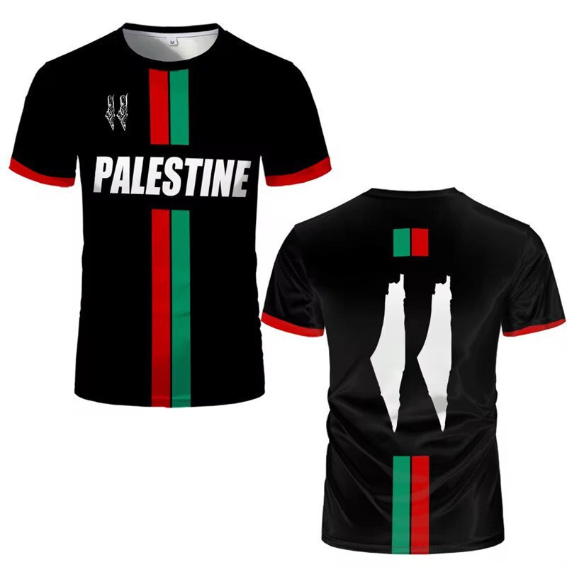 2025 Cross-Border Aliexpress Summer Men's Shirt Digital Printing Sports Round Neck Loose Short-Sleeved 3D Football Jersey T-Shirt