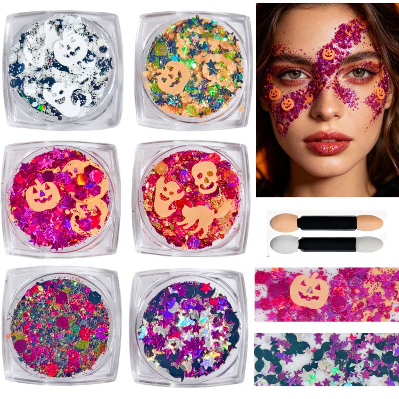 Cross-Border Halloween Pumpkin Head Ghost Face Festival Costumes Nightclub Concert Eye Shadow Hair Body Glitter Gel Cross-Border Halloween Pumpkin Head Ghost Face Festival Costumes Nightclub Concert Eye Shadow Hair Body Glitter Gel