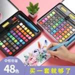 跨境固体水彩颜料铁盒套装儿童学生水彩画画绘画石膏娃娃颜料粉饼