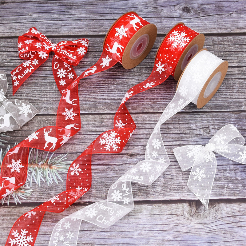 Festival de Navidad Decoración de la cinta Decoración del árbol de Navidad Pastel de flores Cinta de Navidad Spot Rollo pequeño