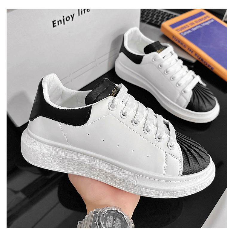 Weiße Shell Toe Sneaker Für Herren Leichte Koreanische Sneaker_voghion.com