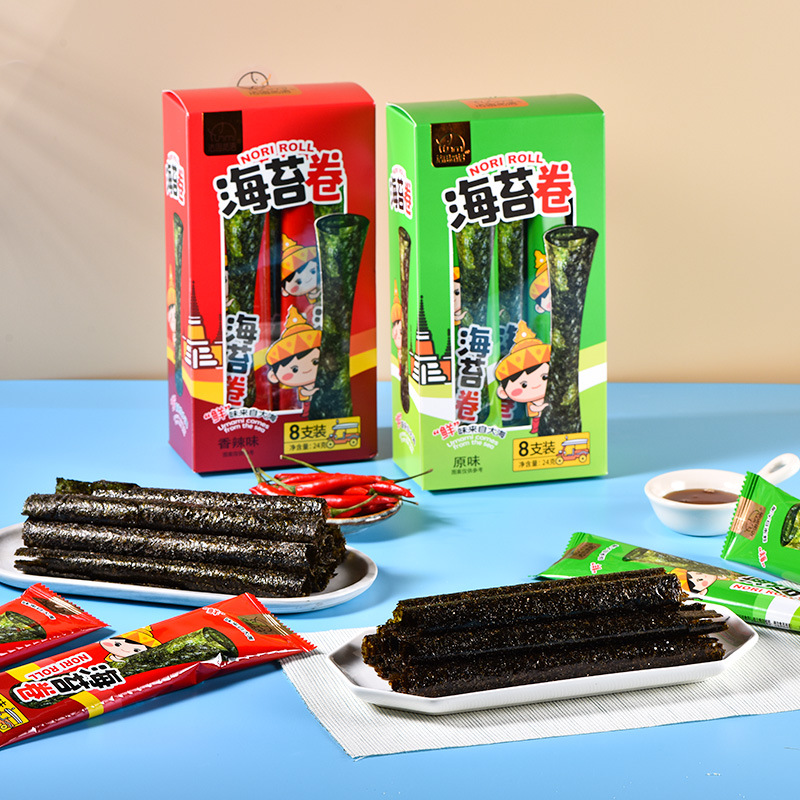 法思覓語盒裝經典香脆海苔卷24g原味香辣味即食休閒零食