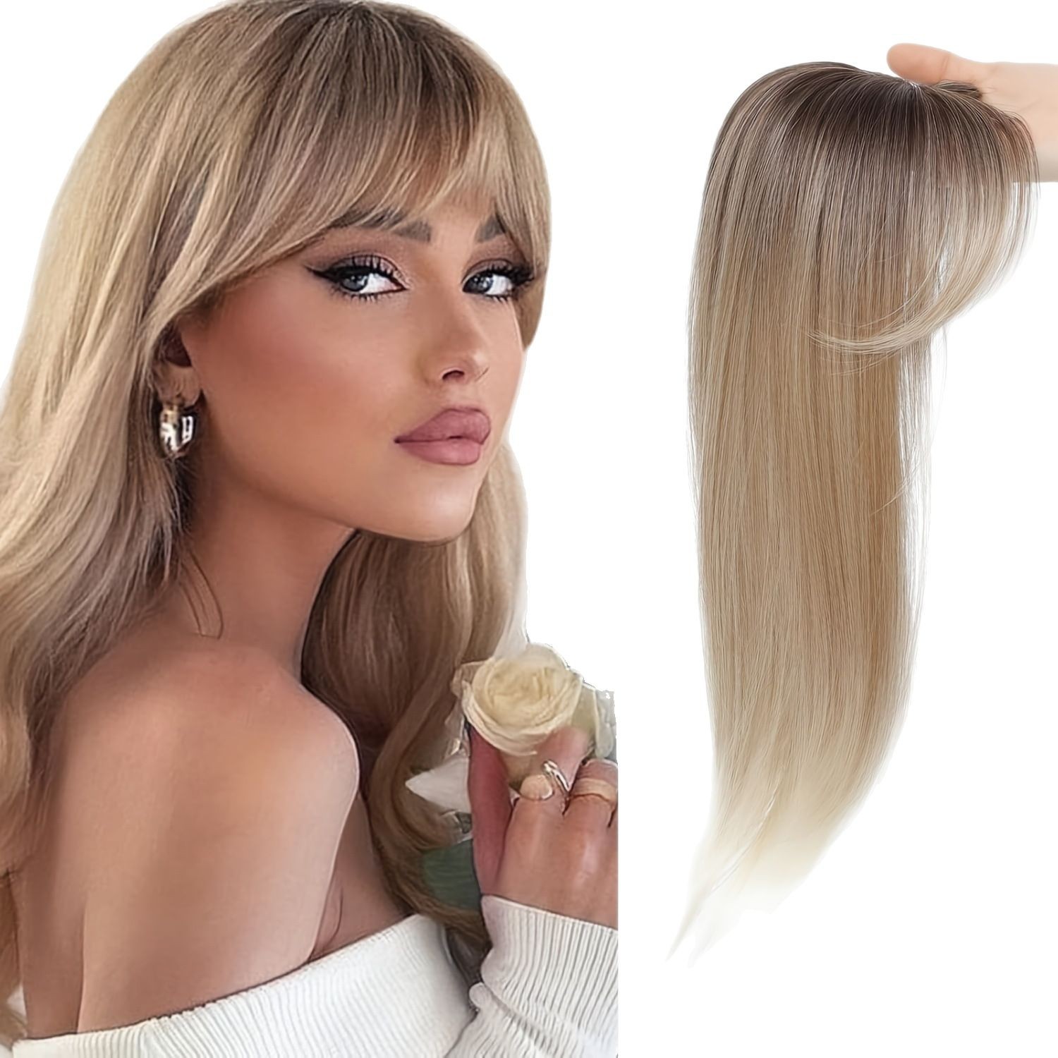 Pruik 360° 3D haarverlenging met natuurlijke, pluizige haarclip, haarverlenging met pony, haarclip voor dames, haarreparatieblok_voghion.com