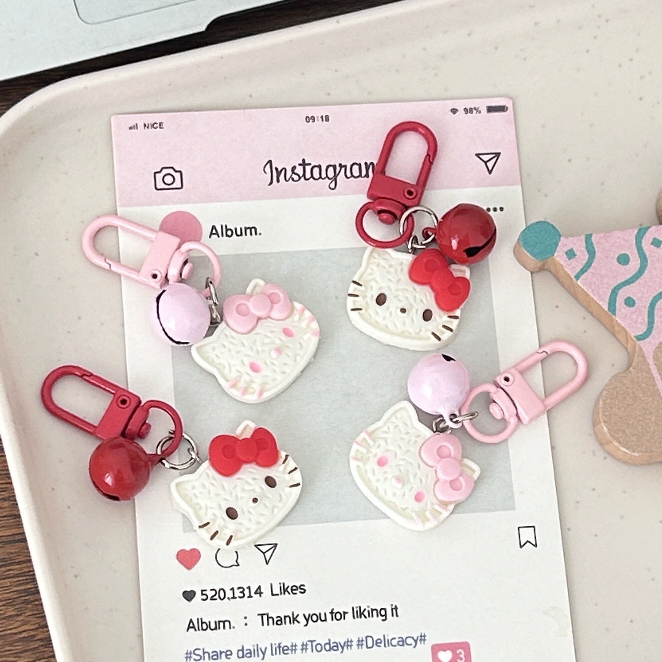 Hello Kitty, мультяшный маленький колокольчик, милый брелок, для рюкзака, подвеска, подарок на день рождения