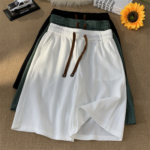 Stylish Summer New Men's Solid Color Casual Shorts Men's Thin Loose Pants Drawstring Sports Pants Five-Eighth Pants