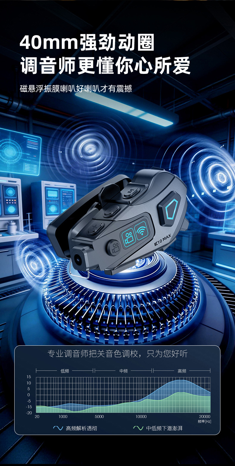 Cross-border best-selling motorcycle helmet Bluetooth headset, motorcycle stereo sound headset, factory camera recorder
