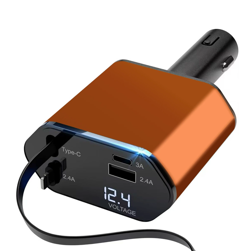 Новое автомобильное зарядное устройство для быстрой зарядки автомобиля, автомобильный мини-выдвижной кабель «четыре в одном», мобильный телефон Type-c, сверхбыстрая зарядка