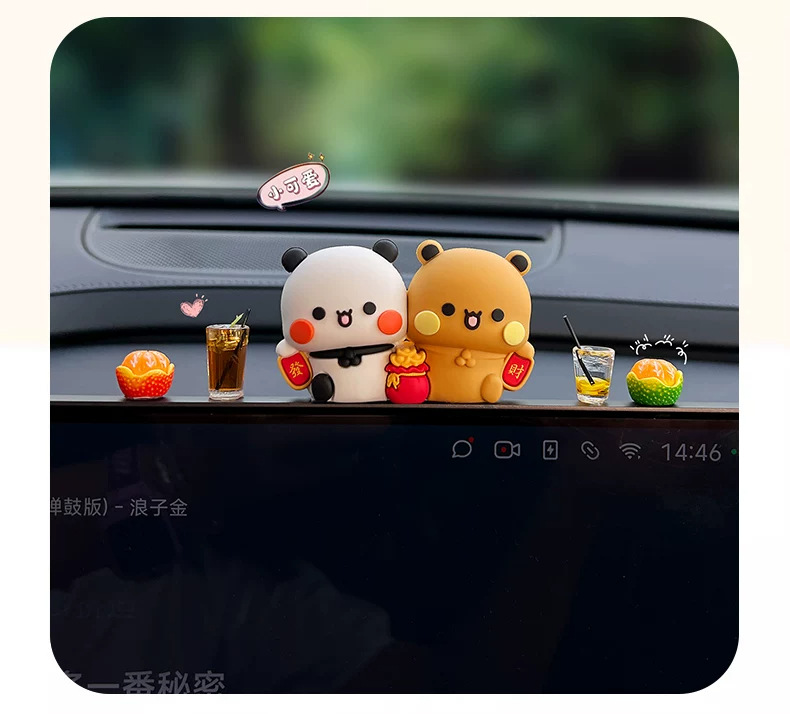 Cute and adorable couple figurines, perfect for decorating the car's center console screen or rearview mirror