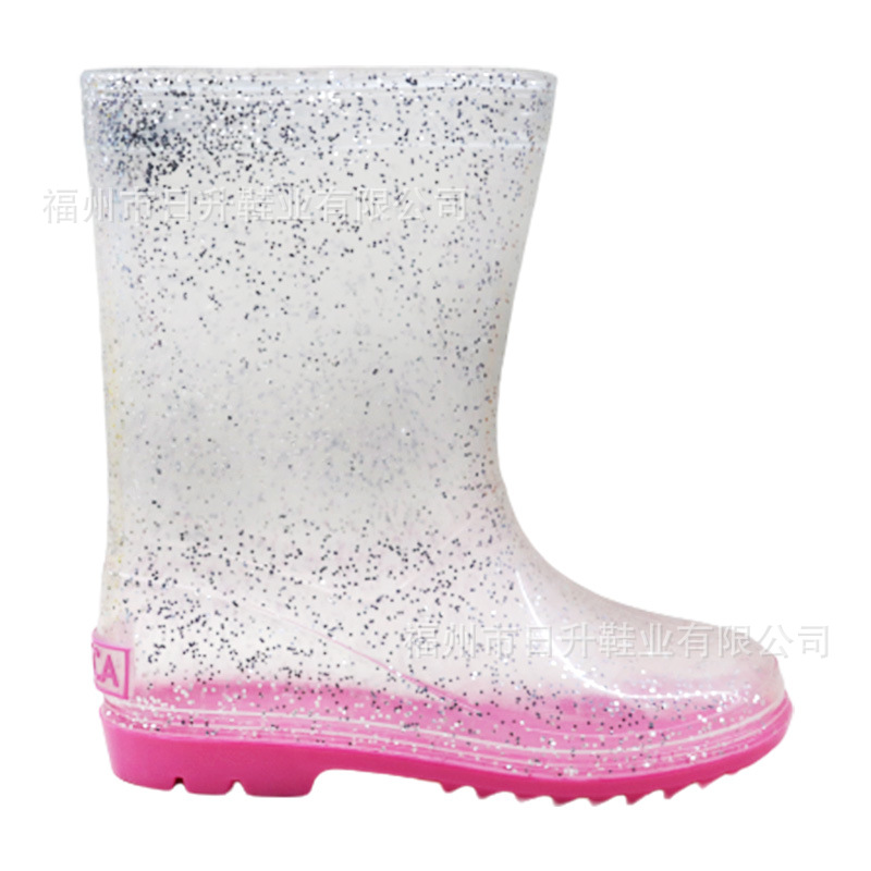 Oem Customized Cross-Border Export Kidsren's Mid-Calf Rain Boots for Girls to Wear Waterproof Pvc Transparent Rain Boots Rainshoes