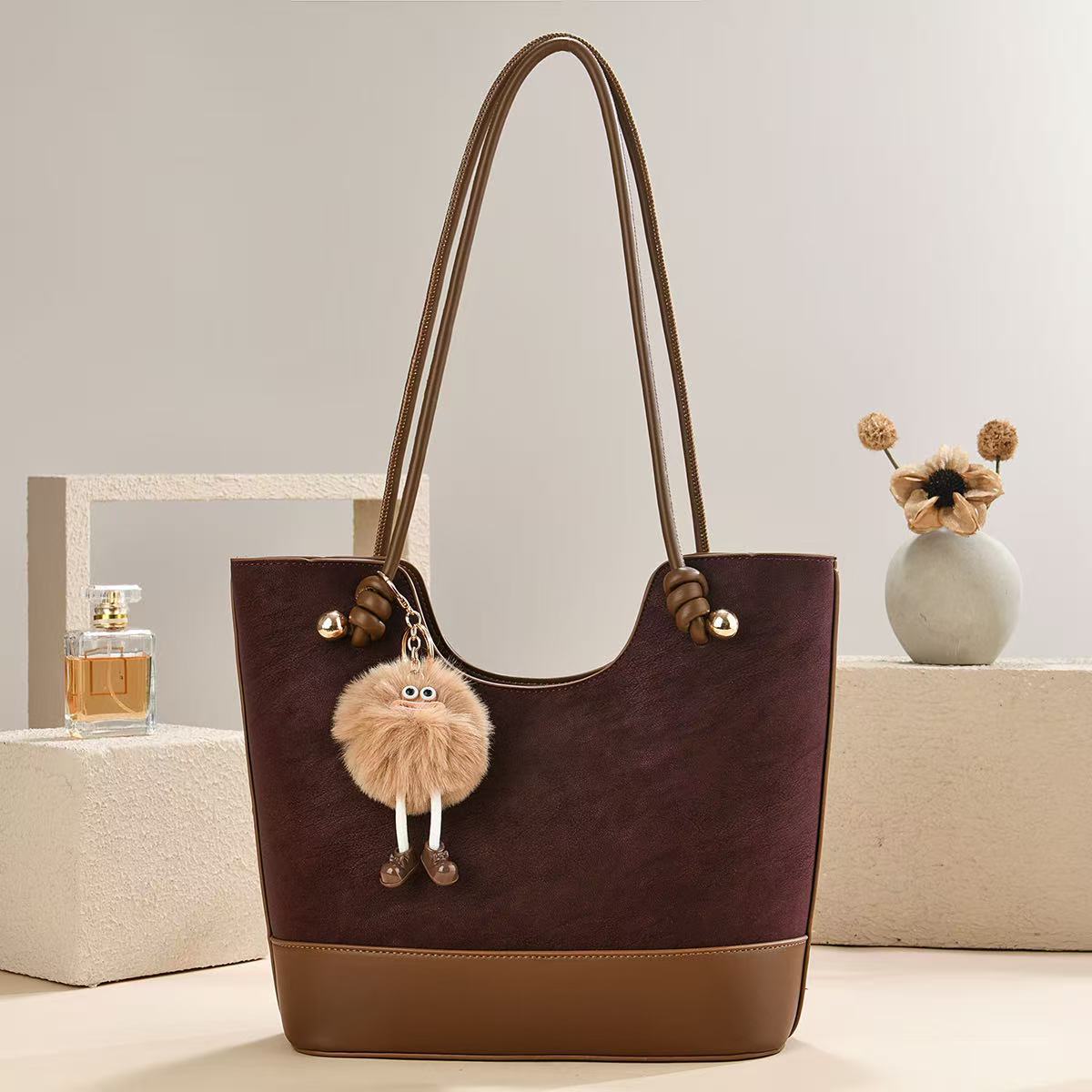 Muñecas colgantes empalmadas bolsos de mano de moda casuales versátiles retro simple mochila Totebag