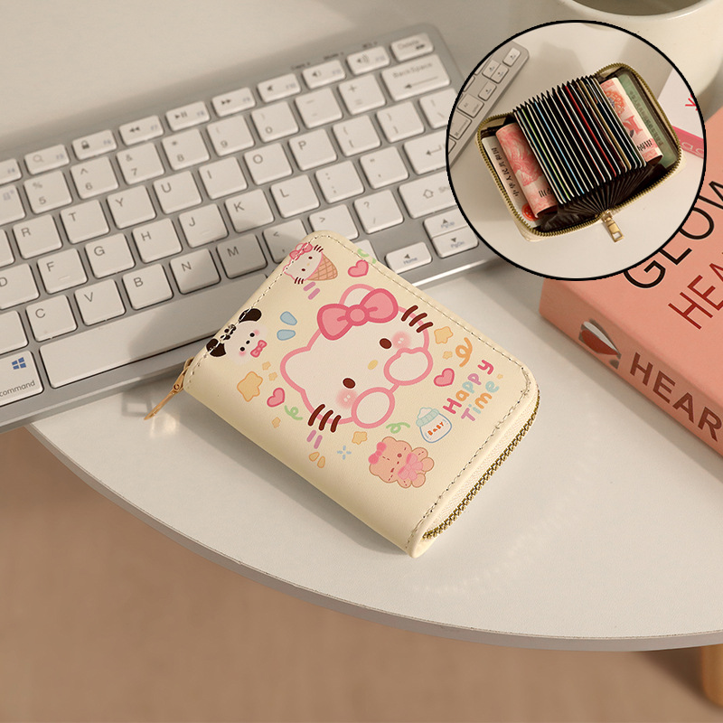 Cartoon multi tarjeta de gran capacidad mini cartera encantadora tarjeta de visita tarjeta de identificación tarjeta de licencia de conducir cubierta para mujeres