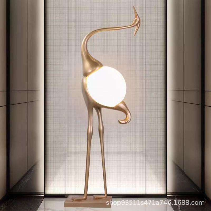 仙鹤灯饰北欧风酒店大堂落地灯展厅商场别墅客厅轻奢大摆件装饰品