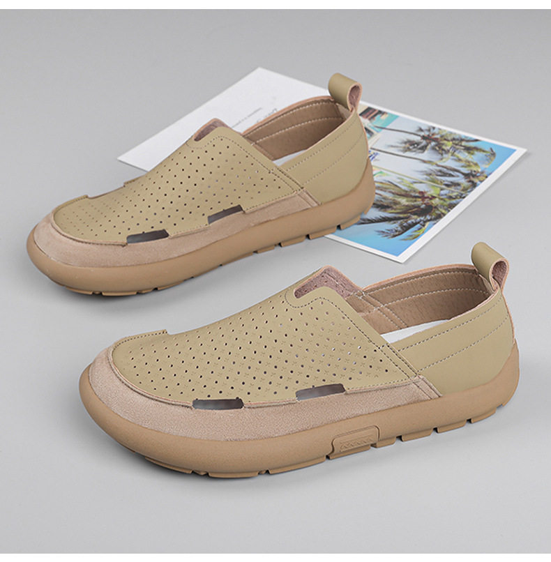 Dép sandal nam lỗ thoáng khí đế mềm kiểu lười — Màu be, Màu kaki chi tiết 21