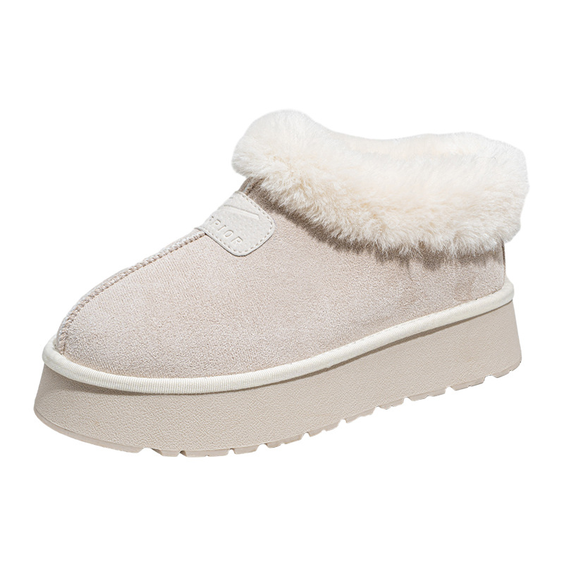 Huili nuevo invierno botas de nieve de peluche de tubo corto, cómodas zapatos de algodón con base de muffin, zapatos casuales de moda de suela gruesa para mujeres