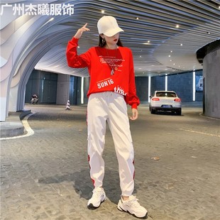 Spring and Autumn Thin All-match Sweatshirt suit Women's Long-sleeved Fashionable Loose Sportswear Casual Trendy Brand Stylish Two-piece Set